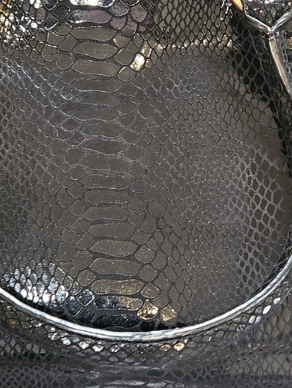 Michael Kors Black Patent Snake-Embossed Satchel with Gold Hardware - Picture 5 of 13